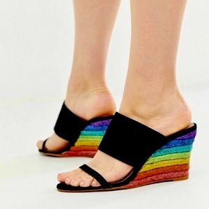 NWT Free People Glorietta Rainbow Espadrille Wedges